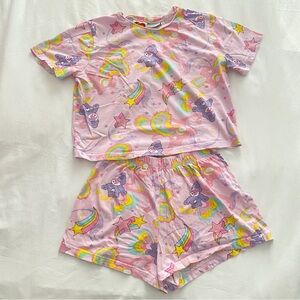 Care Bears Pastel Pajama Set with Rainbows and Stars